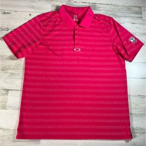 Oakley Men’s Pebble Beach Golf Links Pink Striped Polo Shirt Size 2XL